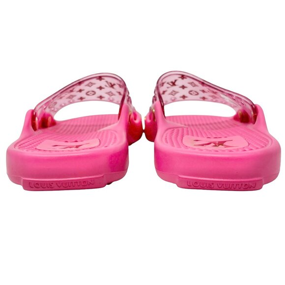 LOUIS VUITTON Vintage LV Monogram Slide Sandals #37 US 7 Pink Rubber [103822] - Picture 5 of 10